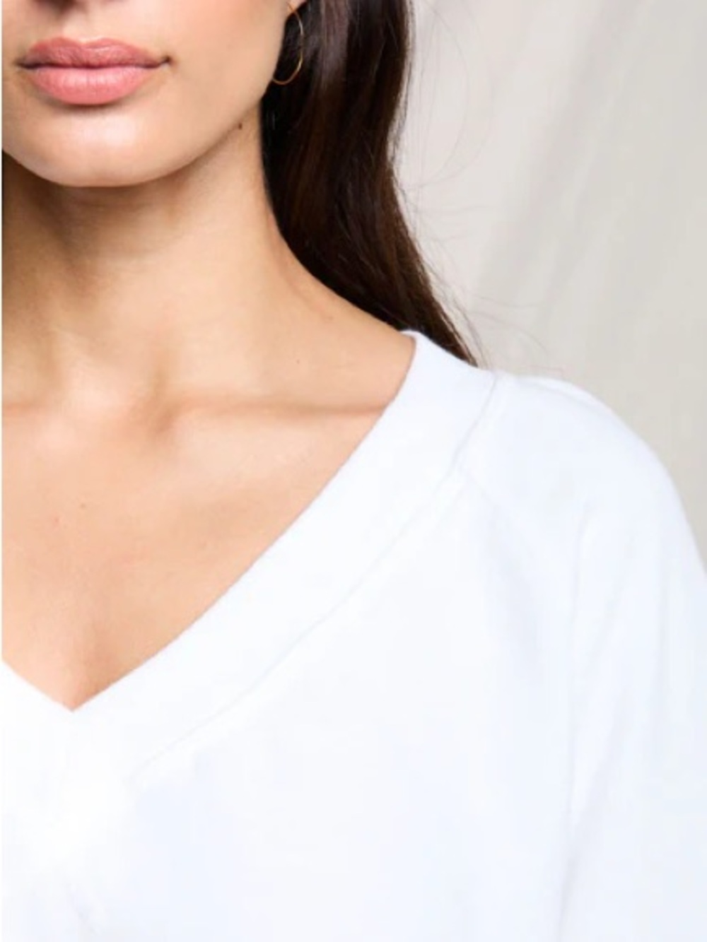 perfectwhitetee sinead french terry v neck sweatshirt- White